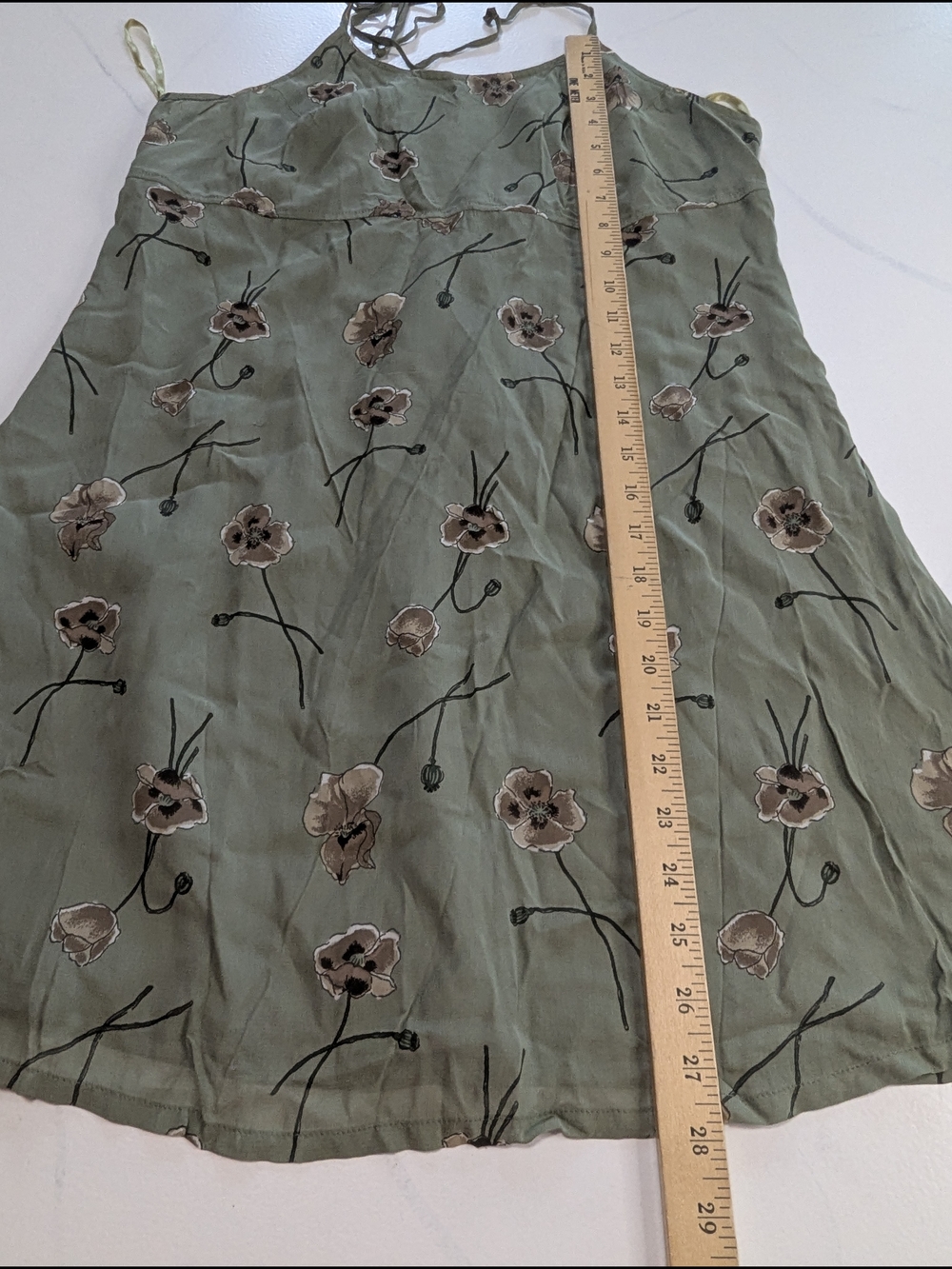 Vtg American Eagle Floral Halter Mini Dress Green Y2K 90s Boho Cottagecore 10 - Picture 7 of 11